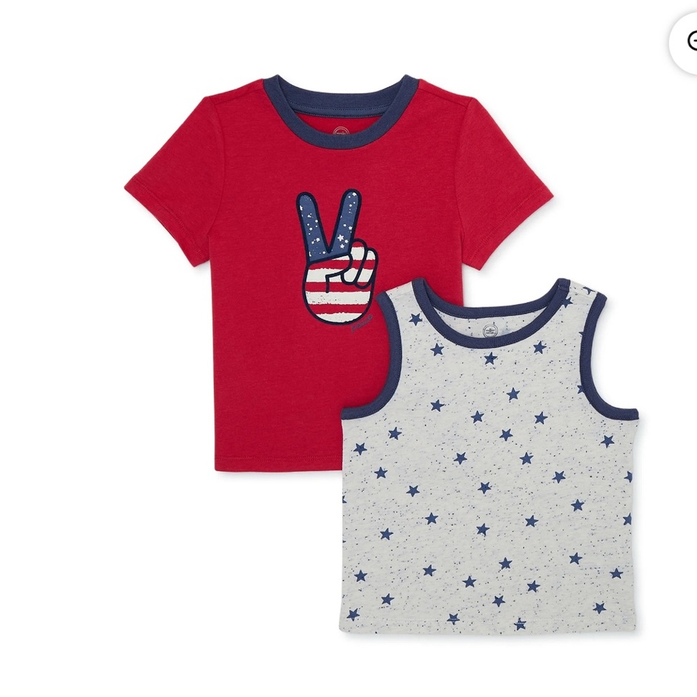 265. Way To Celebrate Americana Toddler Boy T-Shirt and Tank Top Set 2 pack